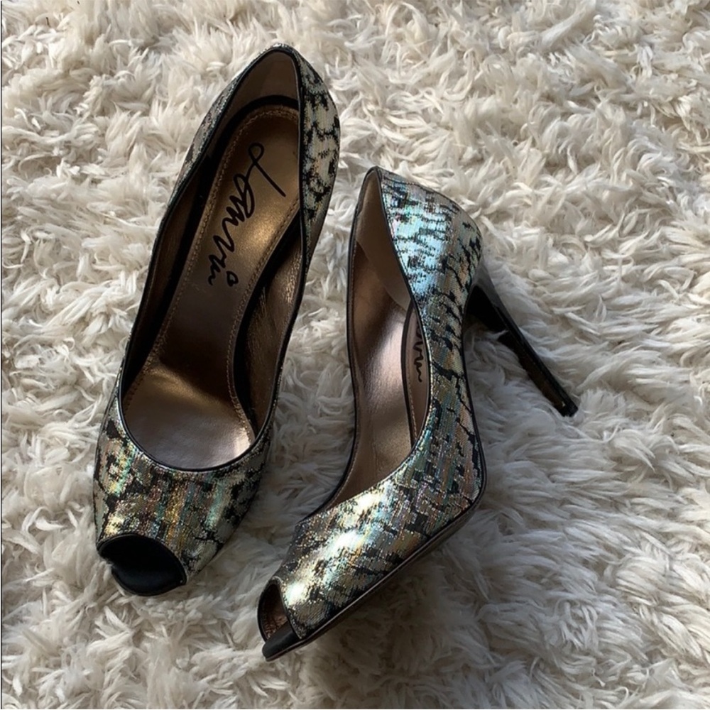 Lanvin Metallic Leopard Print Heels